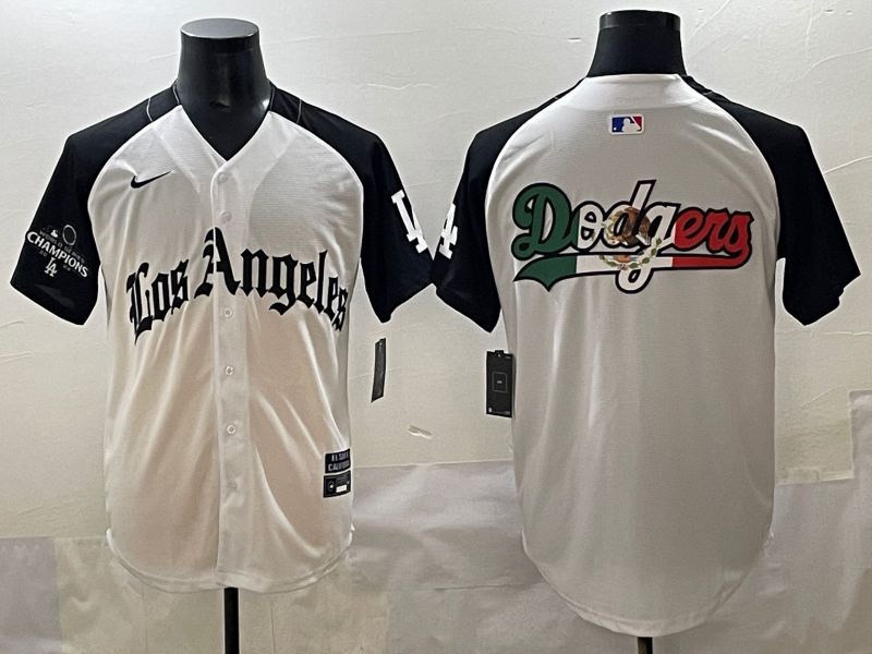 Men 2025 Los Angeles Dodgers Blank White black Five generations Joint Name Nike MLB Jersey style 5262